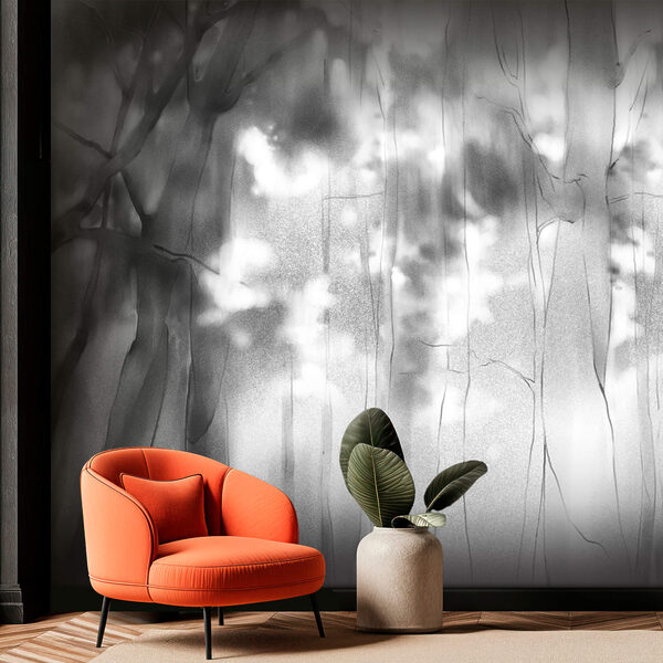 Black and white image of trees