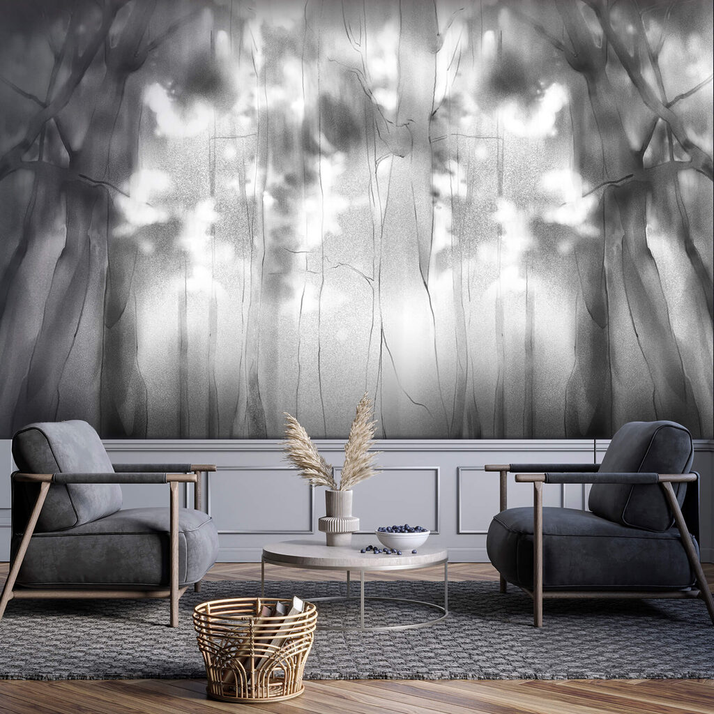 Black and white image of trees