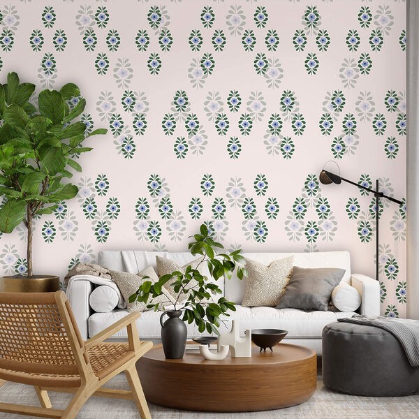 Wall murals Pattern of blue flowers (SKU: t00580) Wall murals Wall murals Pattern of blue flowers (SKU: t00580)