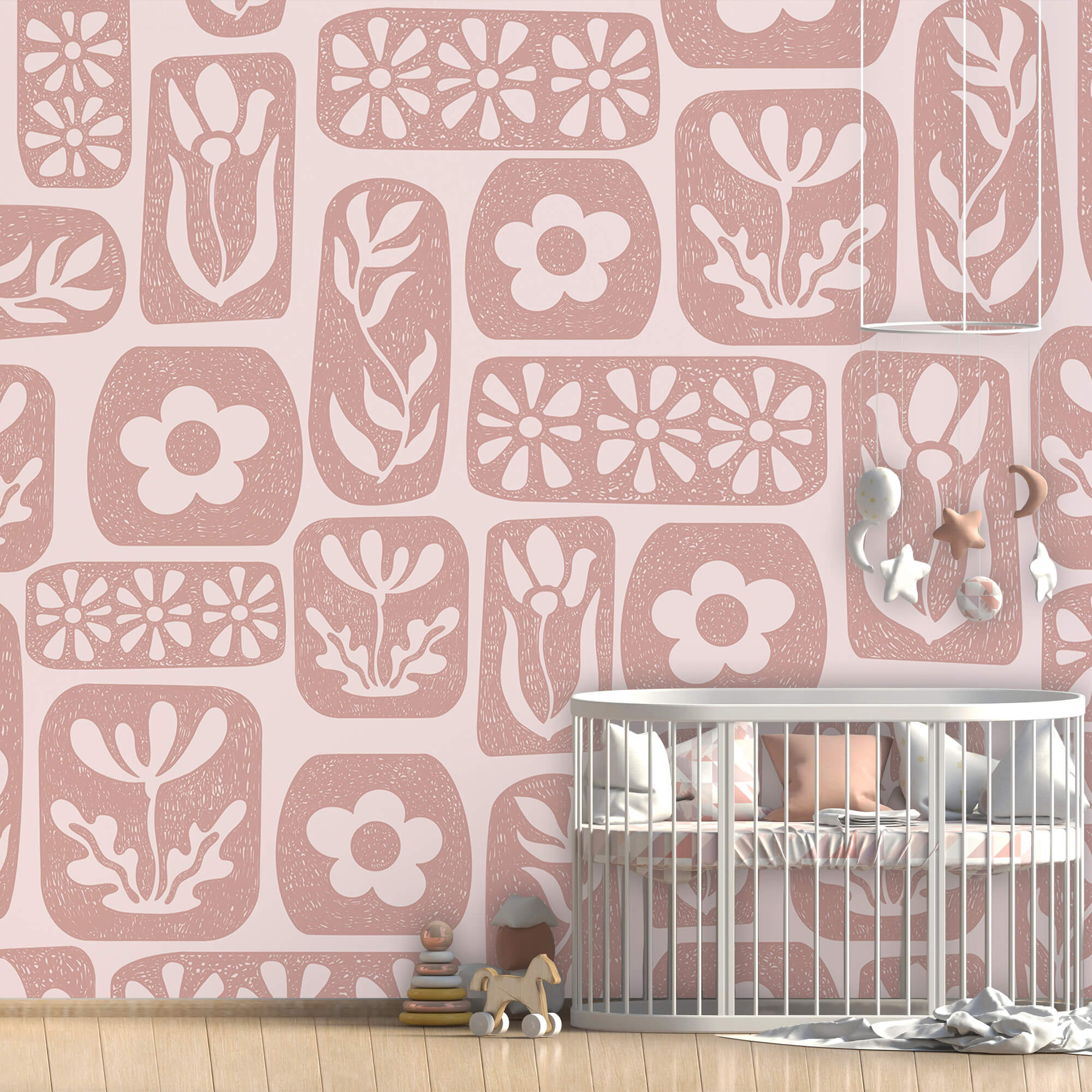 Pattern of flowers and leaves