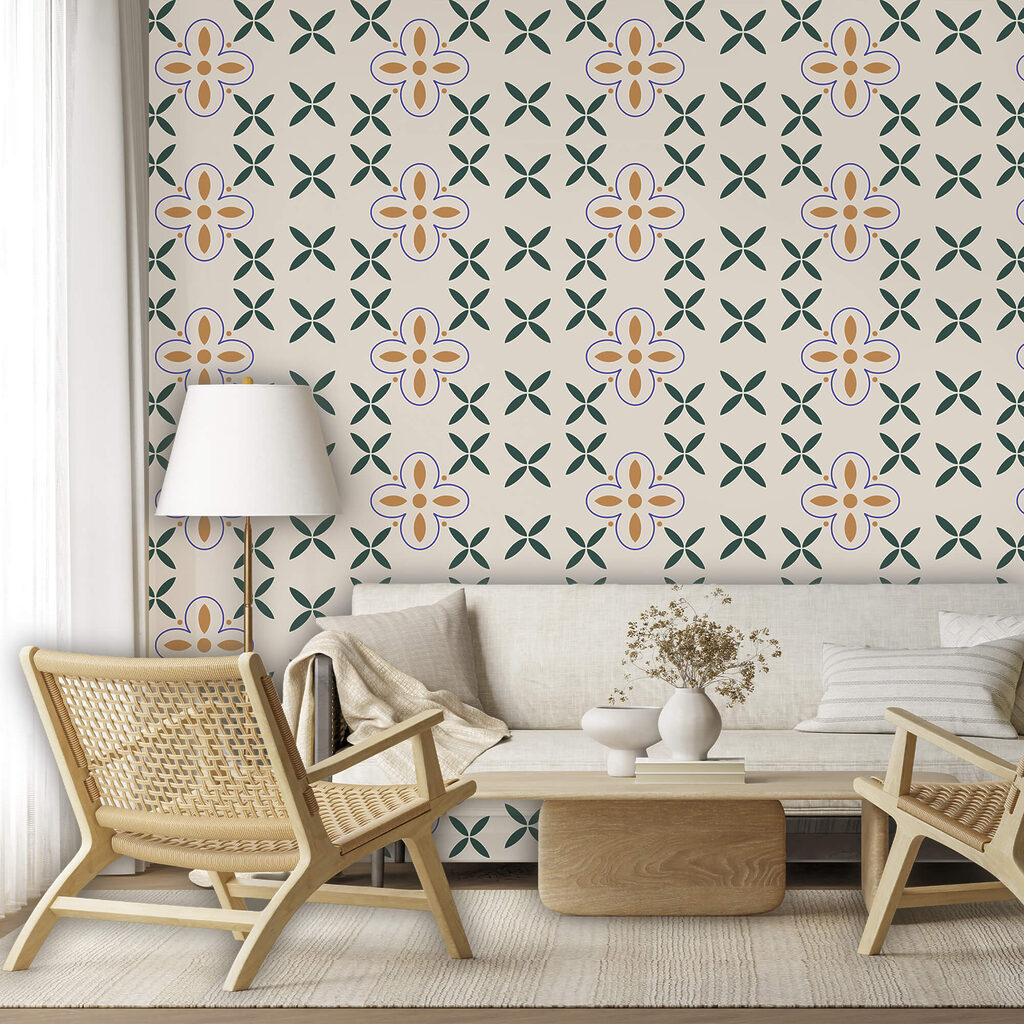 Pattern of flowers on a white background