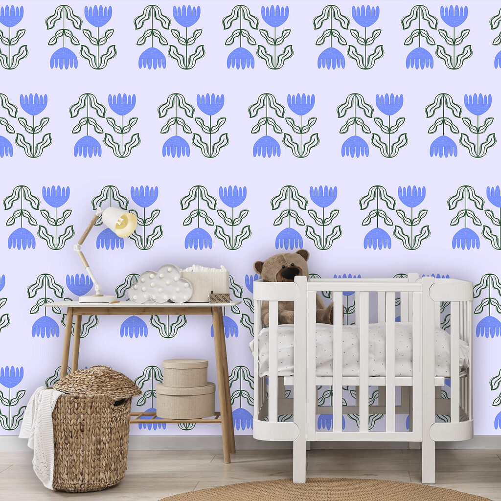 Pattern of flowers and leaves