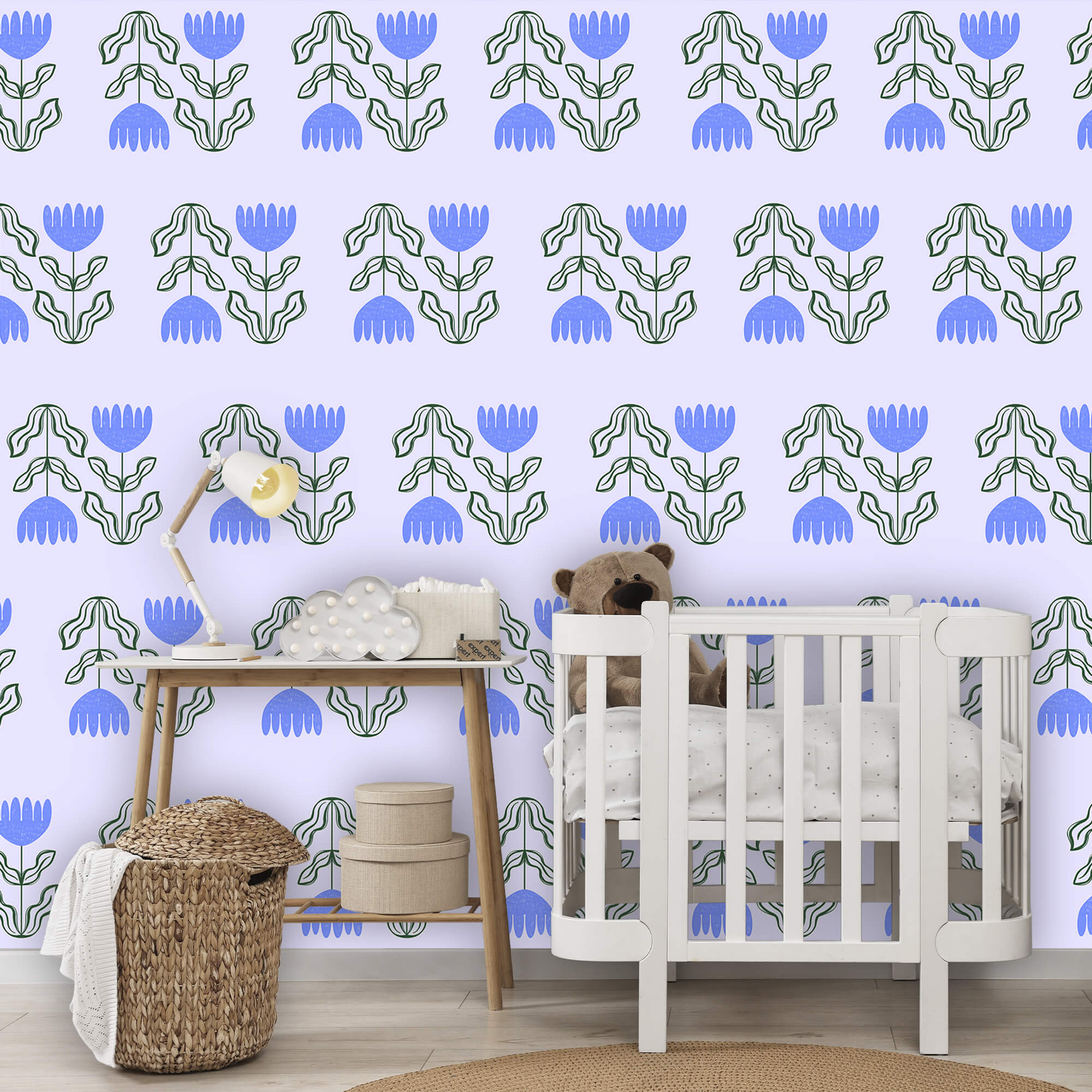 Pattern of flowers and leaves