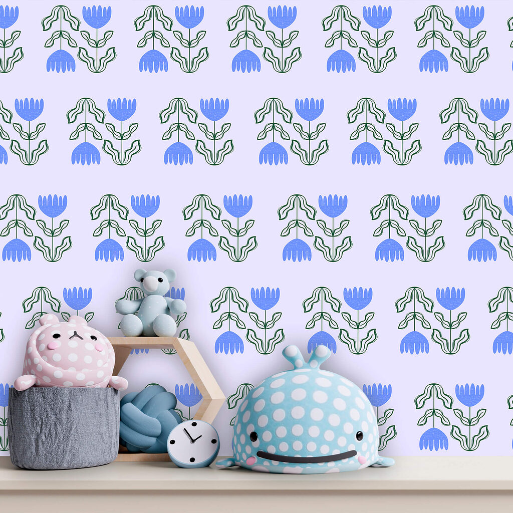 Pattern of flowers and leaves