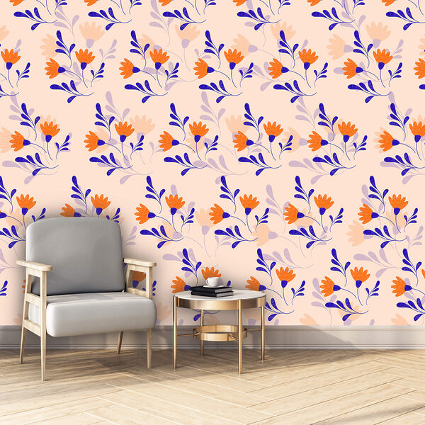 Wall murals Wall murals Pattern of flowers and leaves (SKU: t00592)