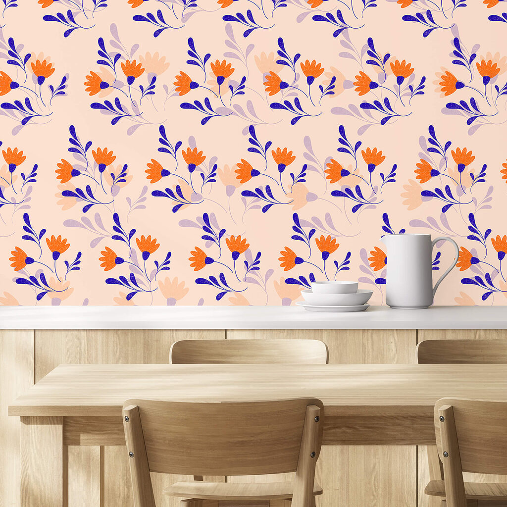 Pattern of flowers and leaves