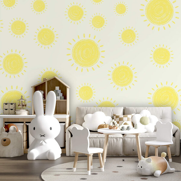 Wall murals Wall murals Pattern of yellow sun (SKU: t00594)