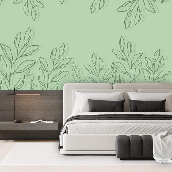Wall murals Wall murals Green background with leaves (SKU: t00598)