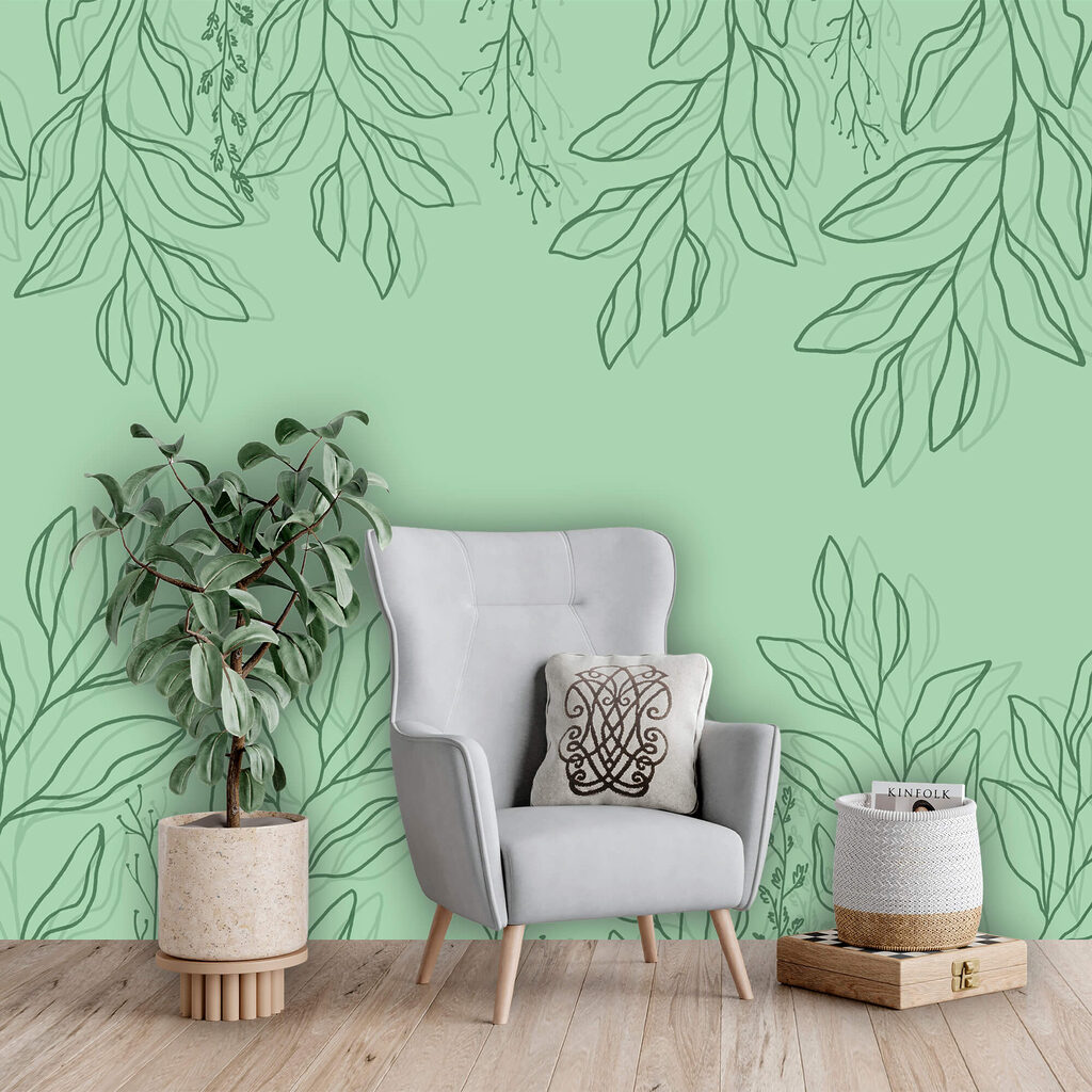 Green background with leaves