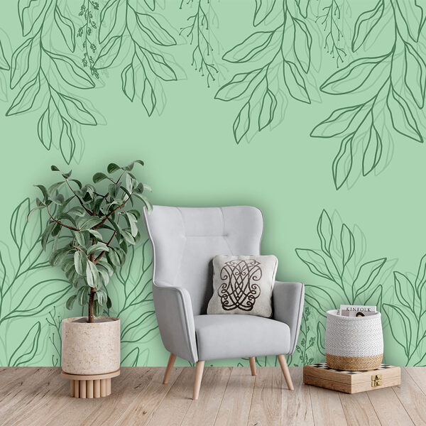 Green background with leaves