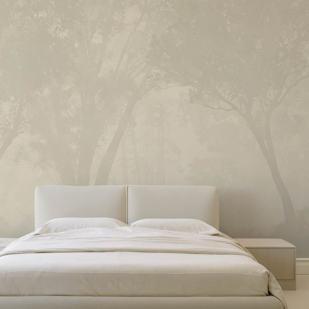 Foggy forest with trees