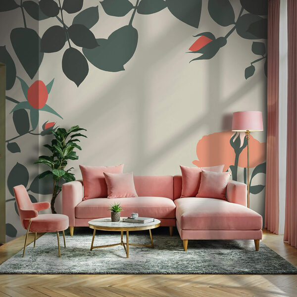 Wall murals Floral design with vibrant hues (SKU: t00600) Wall murals Wall murals Floral design with vibrant hues (SKU: t00600)