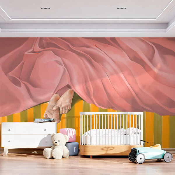 Wall murals Wall murals Pair of feet under a pink blanket (SKU: t00602)