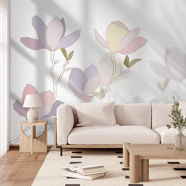 Wall murals Wall murals Delicate blossoms in soft pastel hues (SKU: t00604)