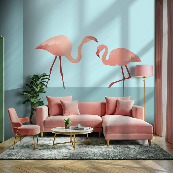 Group of flamingos standing in water