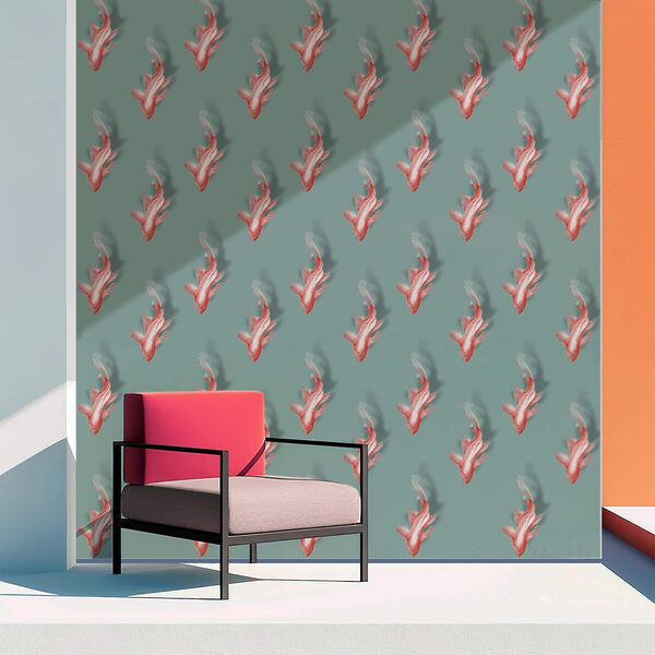 Wall murals Wall murals Pattern of fish on a blue background (SKU: t00610)