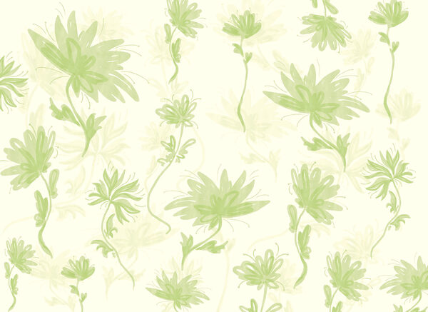 Green and white floral pattern