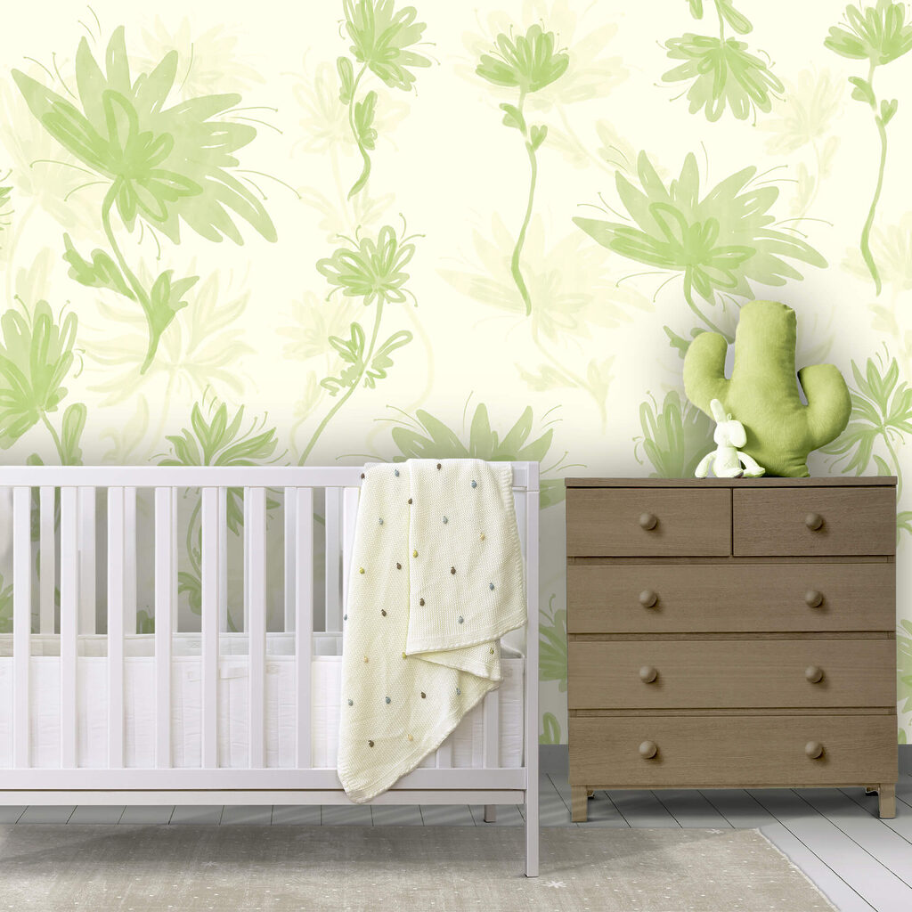 Green and white floral pattern