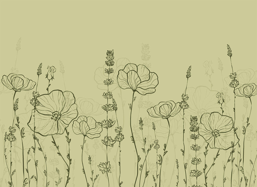 Line drawing of flowers