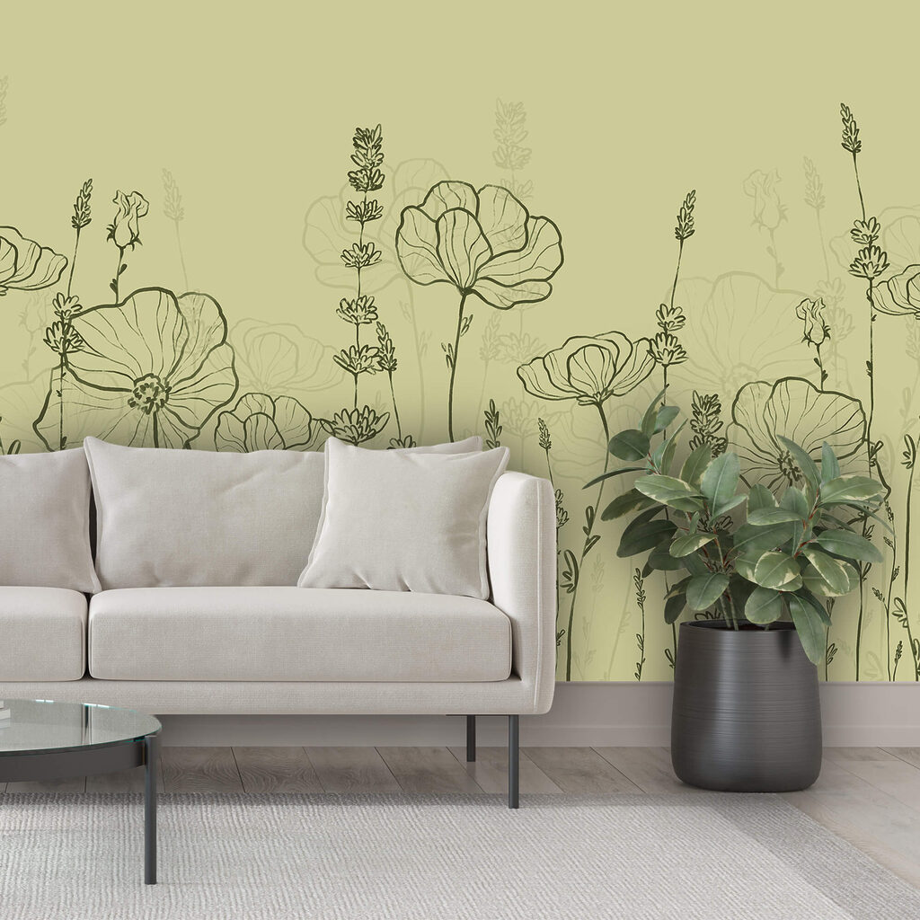 Line drawing of flowers