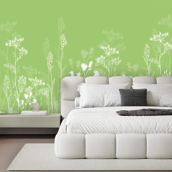 White flowers on a green background White flowers on a green background