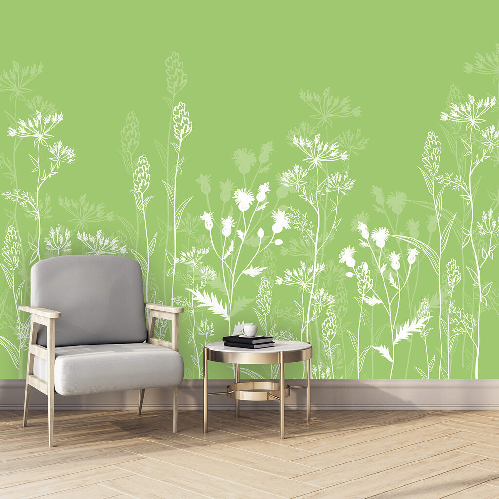 White flowers on a green background White flowers on a green background