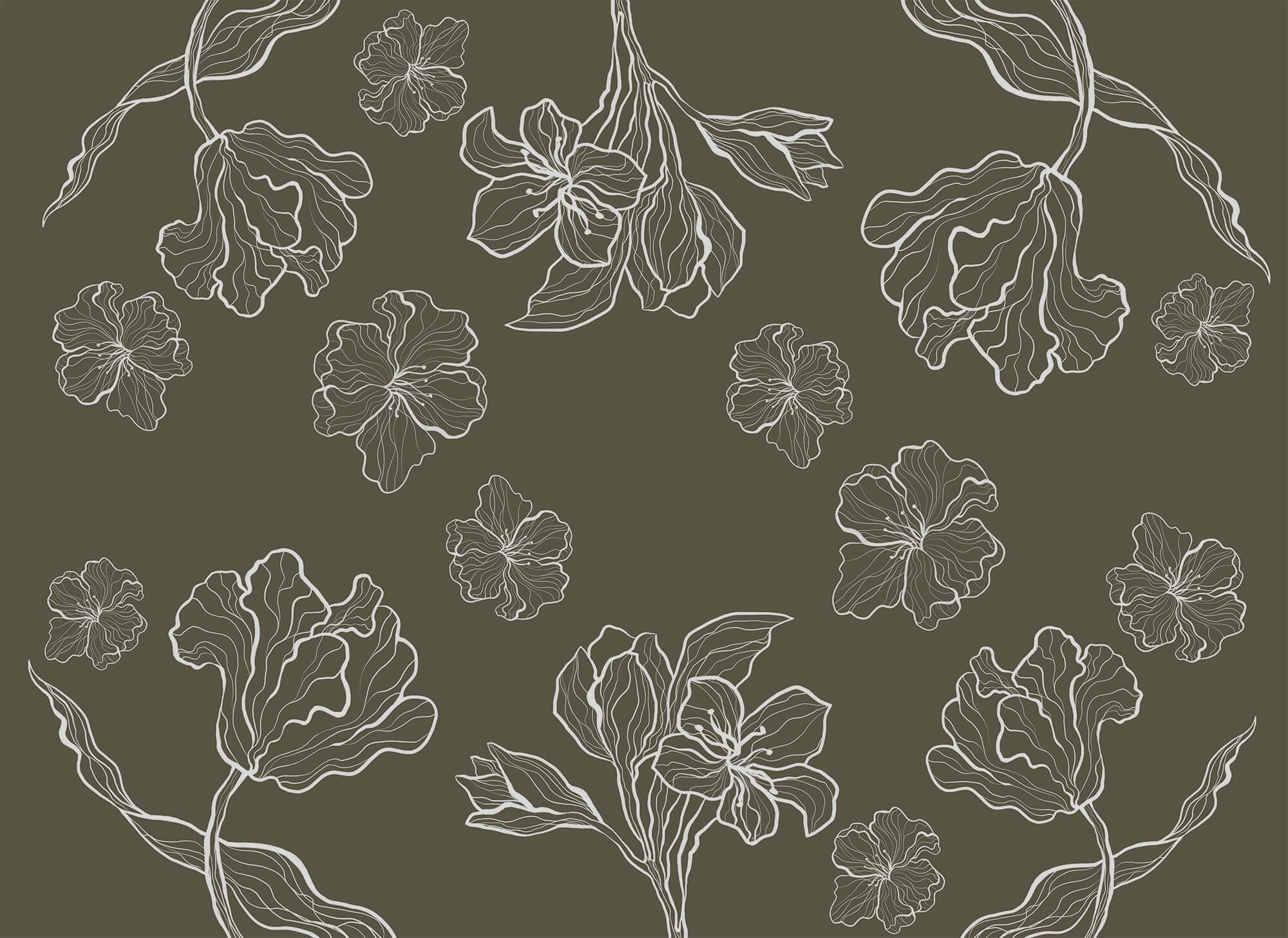 Pattern of flowers on a gray background