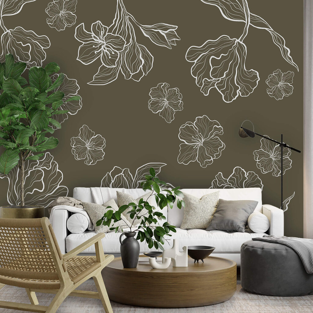 Pattern of flowers on a gray background