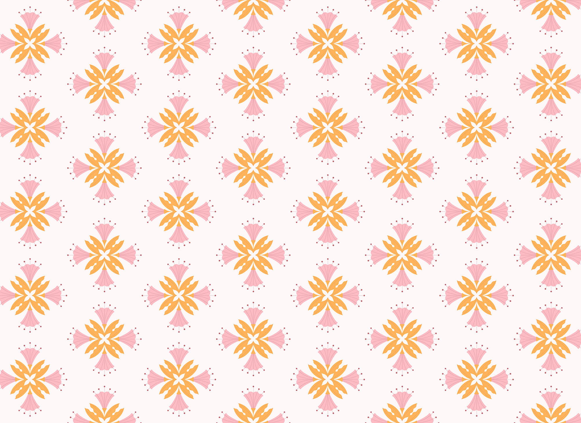 Pattern of pink and orange flowers Pattern of pink and orange flowers