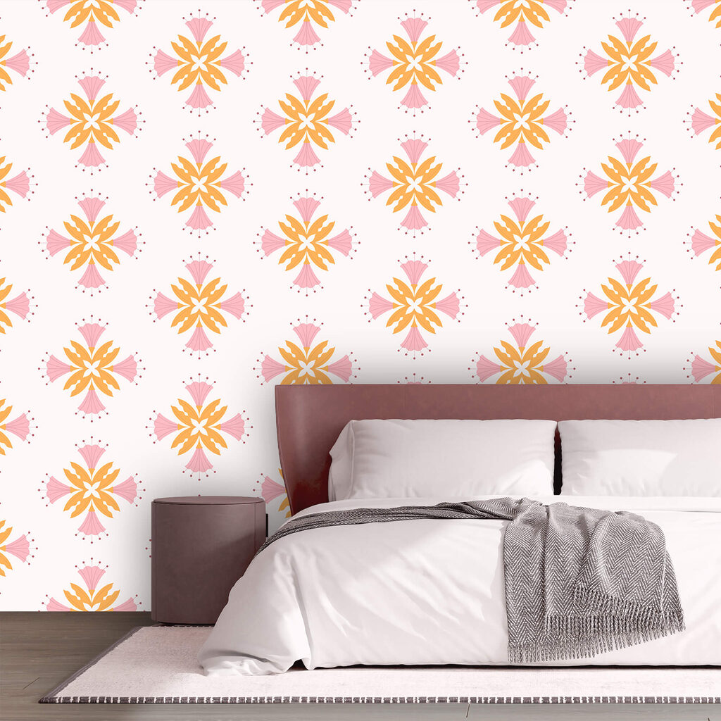 Pattern of pink and orange flowers Pattern of pink and orange flowers