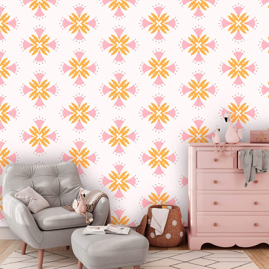 Pattern of pink and orange flowers Pattern of pink and orange flowers