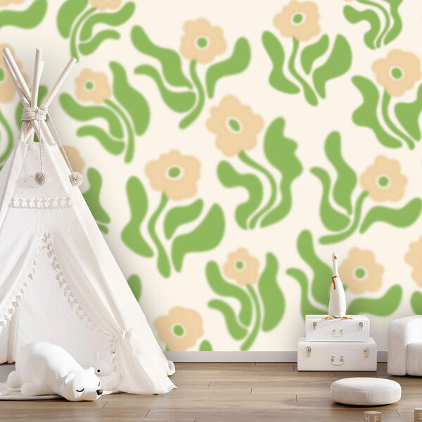 Pattern of flowers and leaves