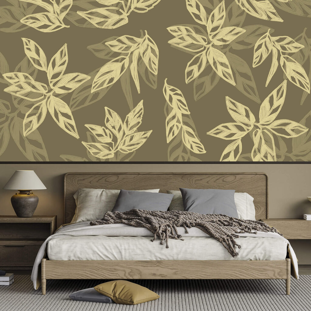 Pattern of leaves on a brown background