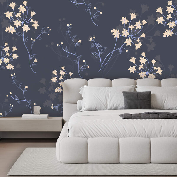 Wall mural Pattern of flowers on a dark background