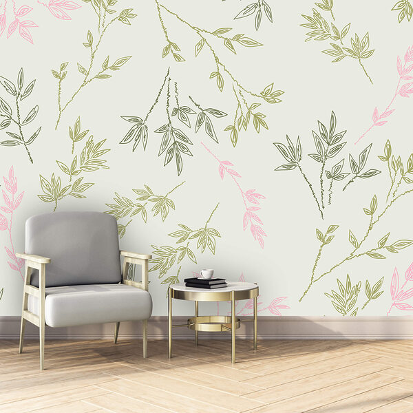 Pattern of leaves on a white background