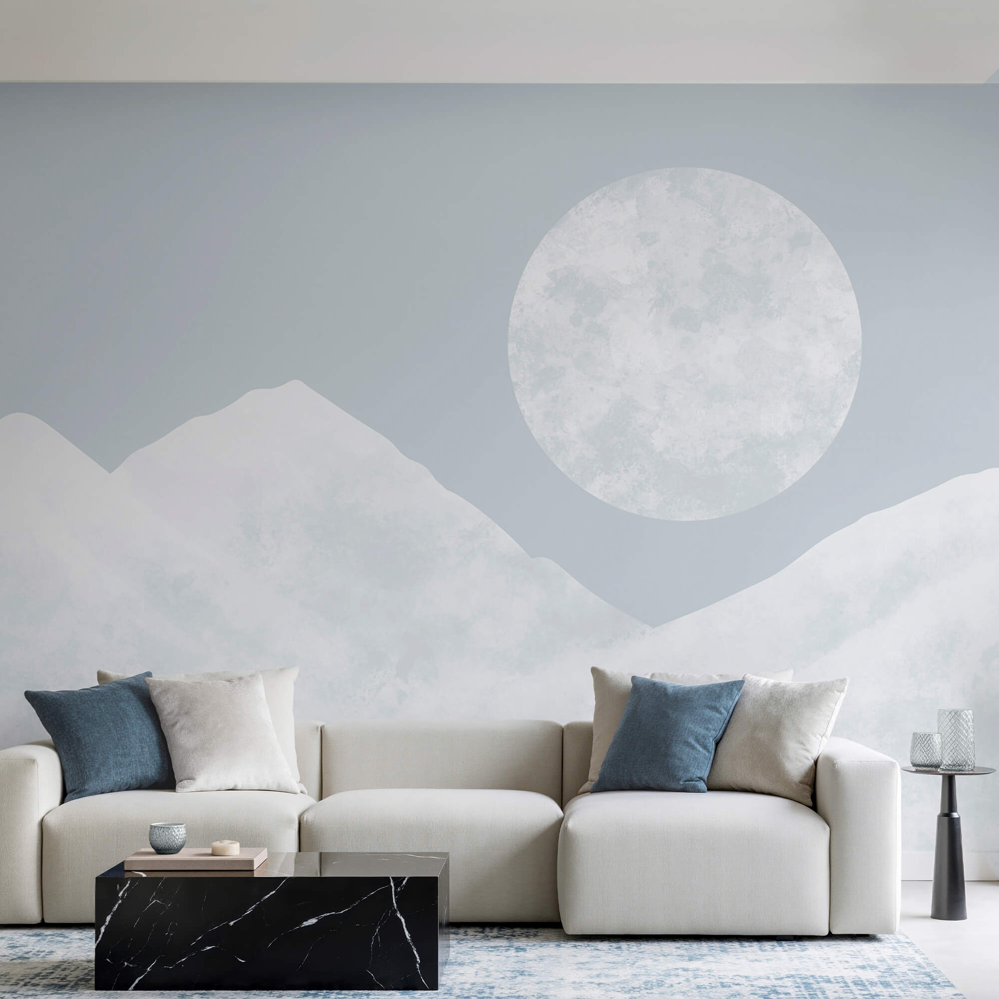 Moon over a snowy mountain