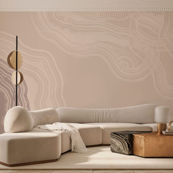 Wall mural Wall mural Fluid lines in soft earth tones (SKU: t00556)