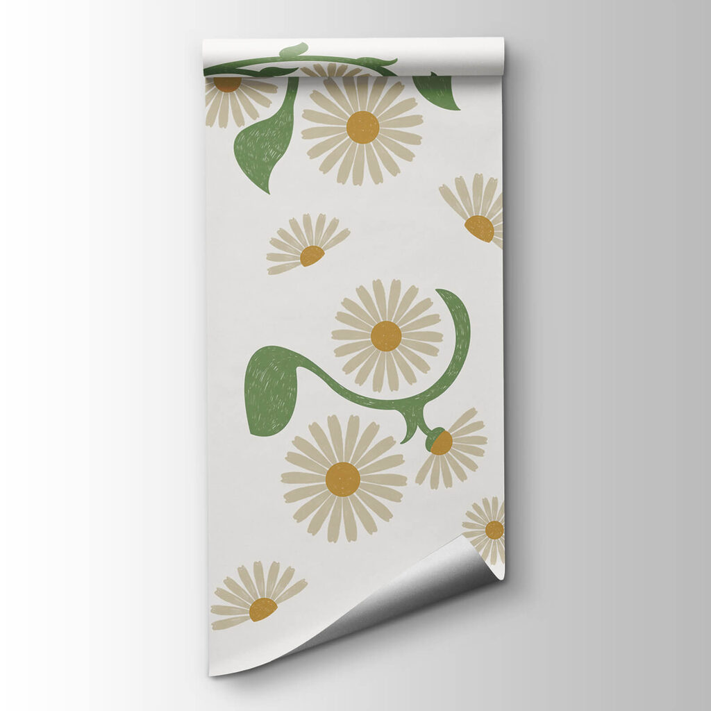 White and green floral pattern