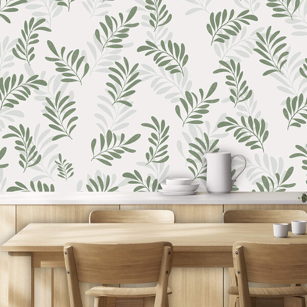 Pattern of leaves on a white background