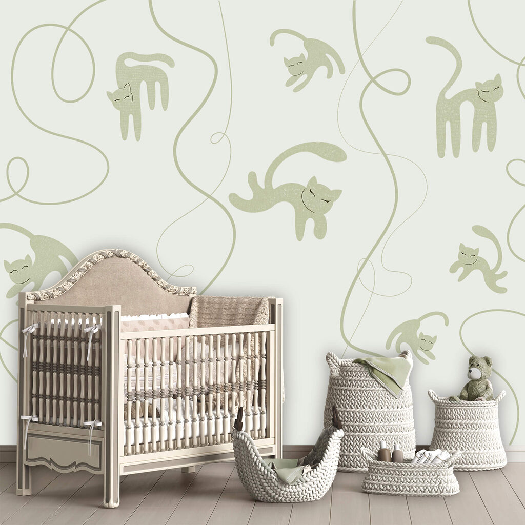 Pattern of cats and vines