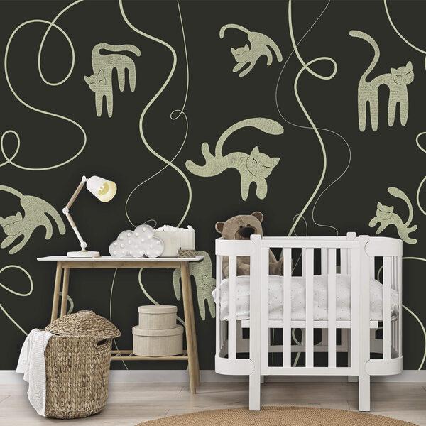 Pattern of cats and vines