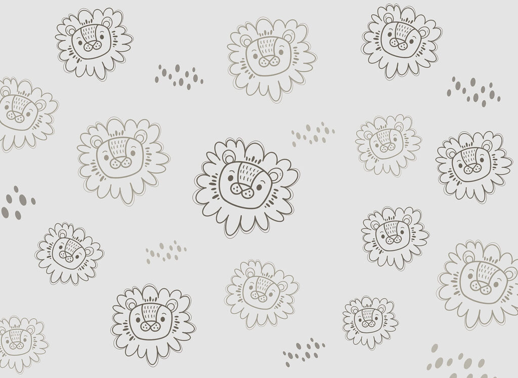 Pattern of lions drawn on a white background