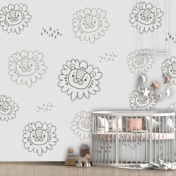 Pattern of lions drawn on a white background