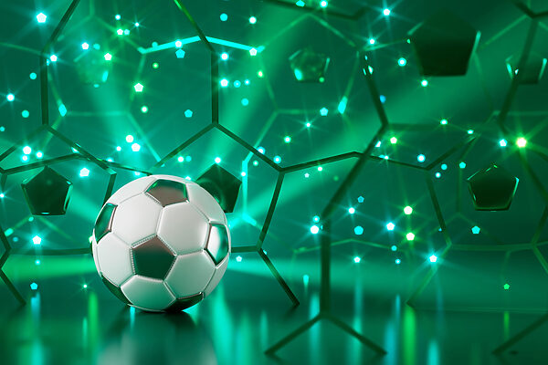 Football ball on a reflective surface Football ball on a reflective surface