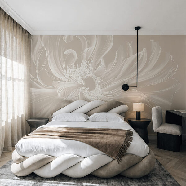 Wall mural Wall mural White flower with a swirly center (SKU: t00691)