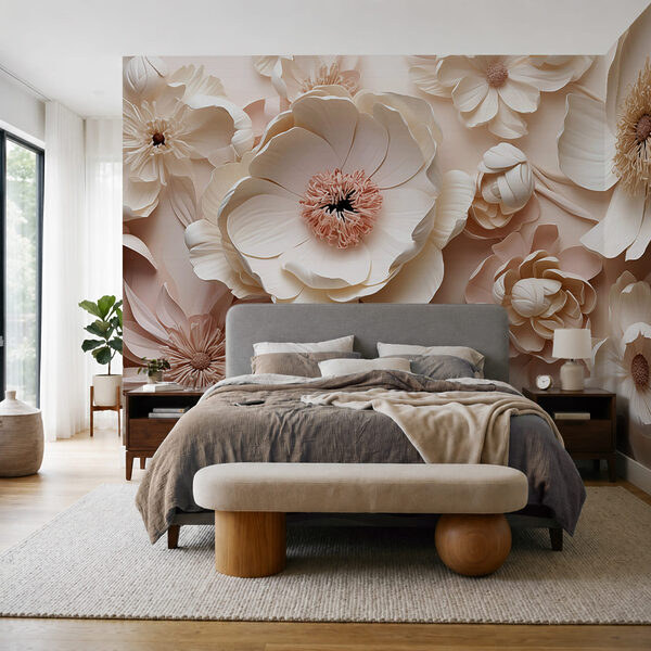 Wall mural Wall mural Group of white and pink flowers (SKU: t00693v1)