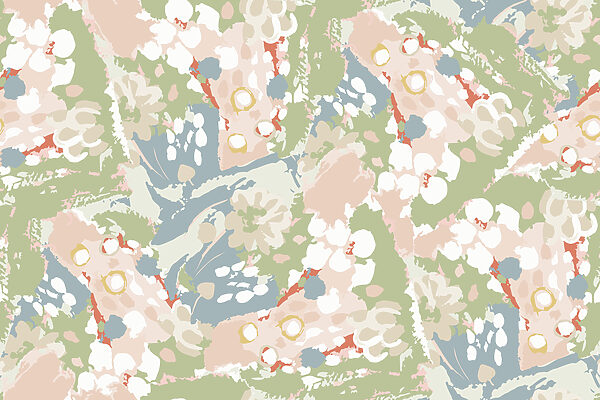 Colorful pattern with white and pink flowers