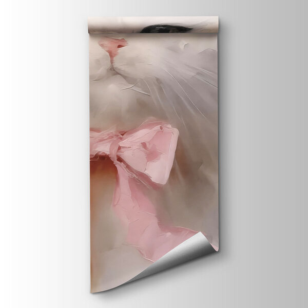 Group of white cats with pink bows
