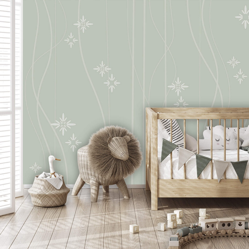 Wallpaper with white flowers and lines Wallpaper with white flowers and lines