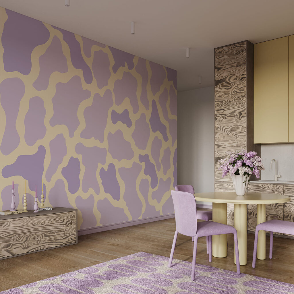 Purple and yellow cow pattern